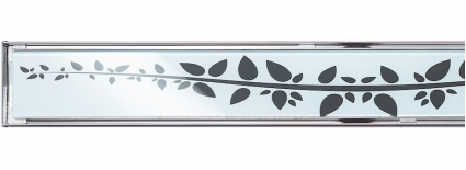 Sklo, biele s čiernym kvetinovým vzorom